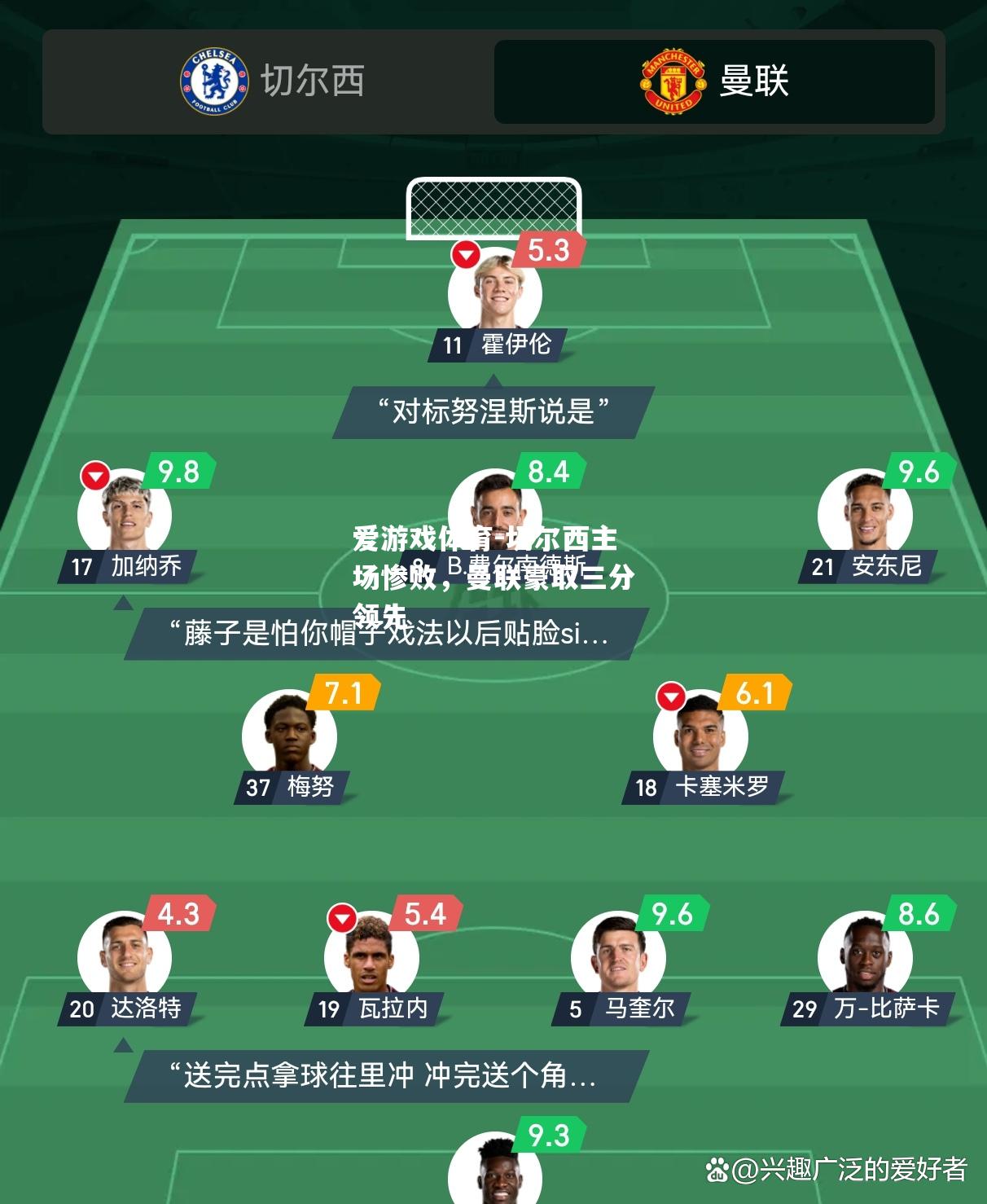 爱游戏体育-切尔西主场惨败，曼联豪取三分领先